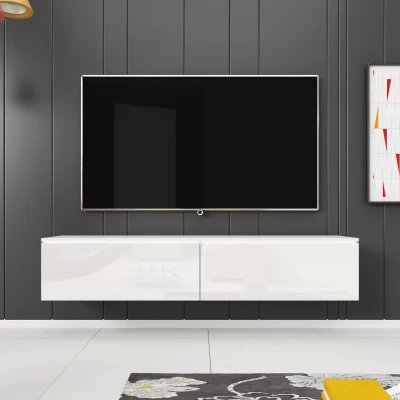 TV stolek CERIEE 140 - bílá, bílá lesklá