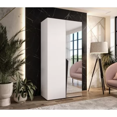 Šatní zrcadlová skříň 100 cm SORAYA 2 - bílá / černý úchyt