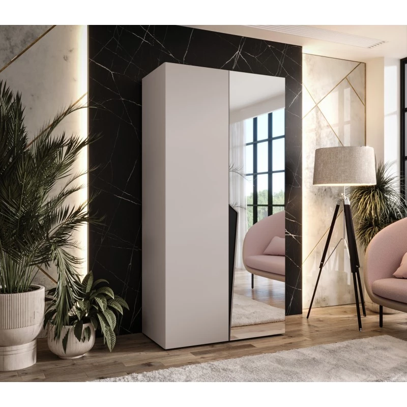 Šatní zrcadlová skříň 100 cm SORAYA 2 - kašmír / černý úchyt