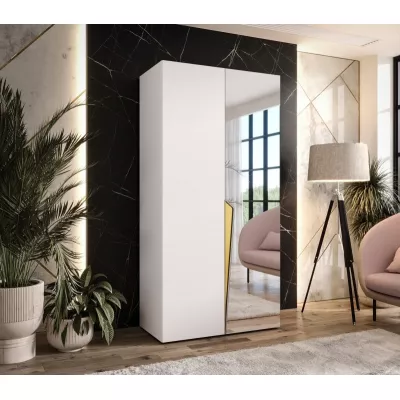 Šatní zrcadlová skříň 100 cm SORAYA 2 - bílá / zlatý úchyt