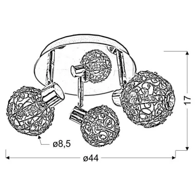 Stropní kulaté moderní osvětlení COLLAR - 3xG9, 40W, chromované