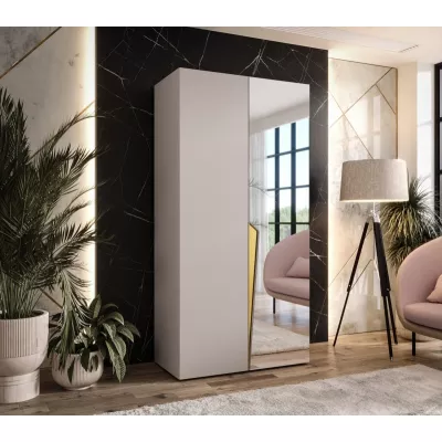 Šatní zrcadlová skříň 100 cm SORAYA 2 - kašmír / zlatý úchyt