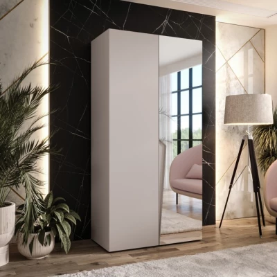 Šatní zrcadlová skříň 100 cm SORAYA 2 - kašmír / kašmírový úchyt