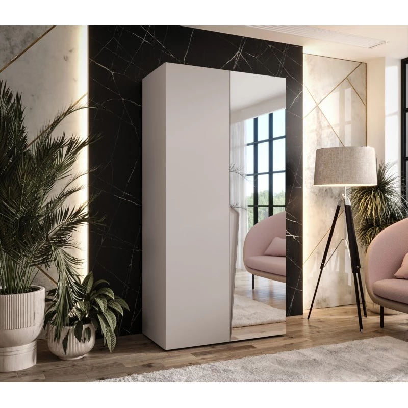 Šatní zrcadlová skříň 100 cm SORAYA 2 - kašmír / kašmírový úchyt