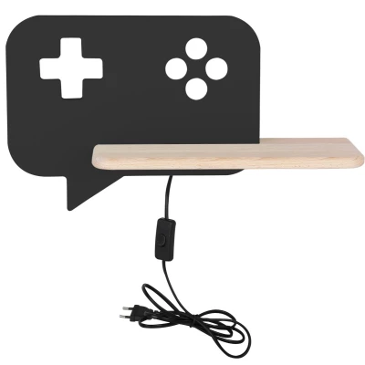 Dětské nástěnné LED svítidlo do zásuvky CONSOLE - 5W, 4000K (denní bílá), černé / hnědé