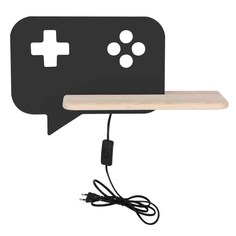 Dětské nástěnné LED svítidlo do zásuvky CONSOLE - 5W, 4000K (denní bílá), černé / hnědé