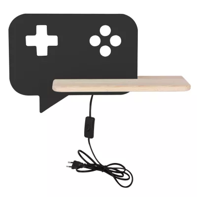 Dětské nástěnné LED svítidlo do zásuvky CONSOLE - 5W, 4000K (denní bílá), černé / hnědé