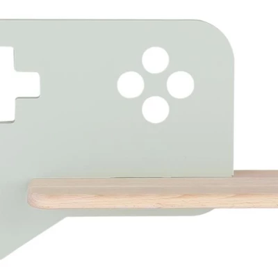 Dětské nástěnné LED svítidlo s poličkou CONSOLE - 5W, 4000K (denní bílá), mátové / hnědé