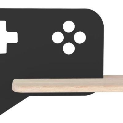 Dětské nástěnné LED svítidlo s poličkou CONSOLE - 5W, 4000K (denní bílá), černé / hnědé