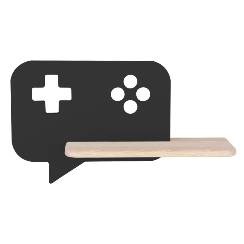 Dětské nástěnné LED svítidlo s poličkou CONSOLE - 5W, 4000K (denní bílá), černé / hnědé