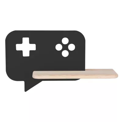 Dětské nástěnné LED svítidlo s poličkou CONSOLE - 5W, 4000K (denní bílá), černé / hnědé