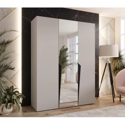 Elegantní skříň 150 cm SORAYA 2 se zrcadlem - kašmír / černé úchyty
