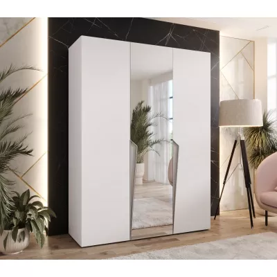 Elegantní skříň 150 cm SORAYA 2 se zrcadlem - bílá / kašmírové úchyty