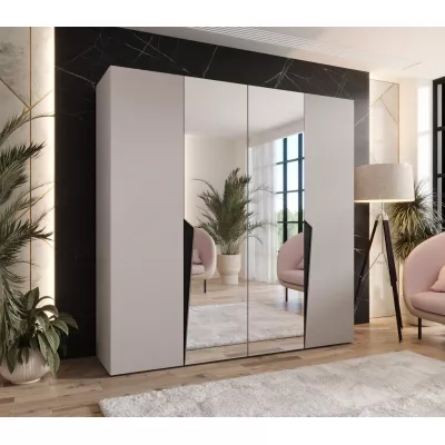 Čtyřdveřová šatní skříň 200 cm SORAYA 2 - kašmír / černé úchyty