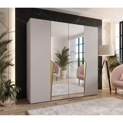 Čtyřdveřová šatní skříň 200 cm SORAYA 2 - kašmír / zlaté úchyty