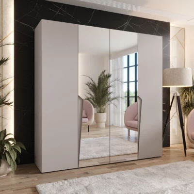 Čtyřdveřová šatní skříň 200 cm SORAYA 2 - kašmír / kašmírové úchyty