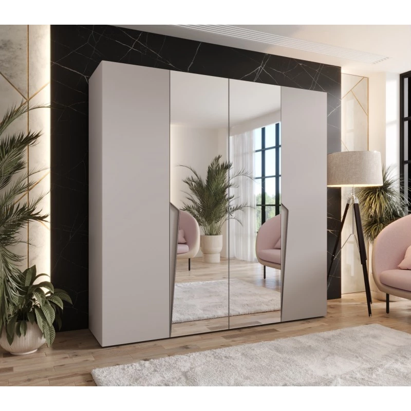 Čtyřdveřová šatní skříň 200 cm SORAYA 2 - kašmír / kašmírové úchyty