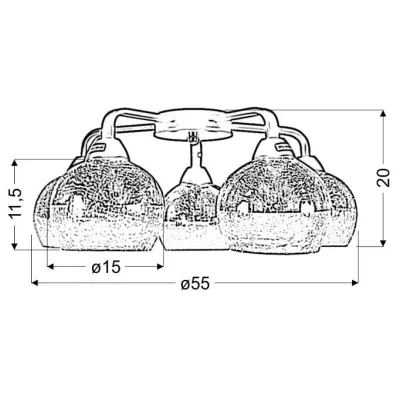 Designové stropní osvětlení CROMINA - 5xE27, 60W, černé / zlaté