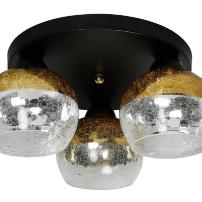 Designové stropní kulaté osvětlení CROMINA - 3xE27, 60W, černé / zlaté