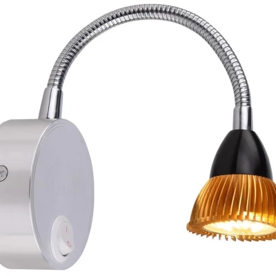 Nástěnné LED osvětlení s vypínačem DINO - 3W, teplá bílá, chromované / zlaté