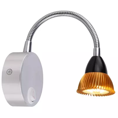 Nástěnné LED osvětlení s vypínačem DINO - 3W, teplá bílá, chromované / zlaté