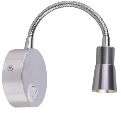 Nástěnná LED lampa k posteli DINO - 3W, 3000K (teplá bílá), stříbrná / chromovaná