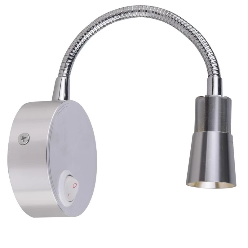 Nástěnná LED lampa k posteli DINO - 3W, 3000K (teplá bílá), stříbrná / chromovaná