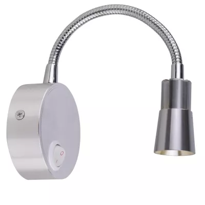 Nástěnná LED lampa k posteli DINO - 3W, 3000K (teplá bílá), stříbrná / chromovaná