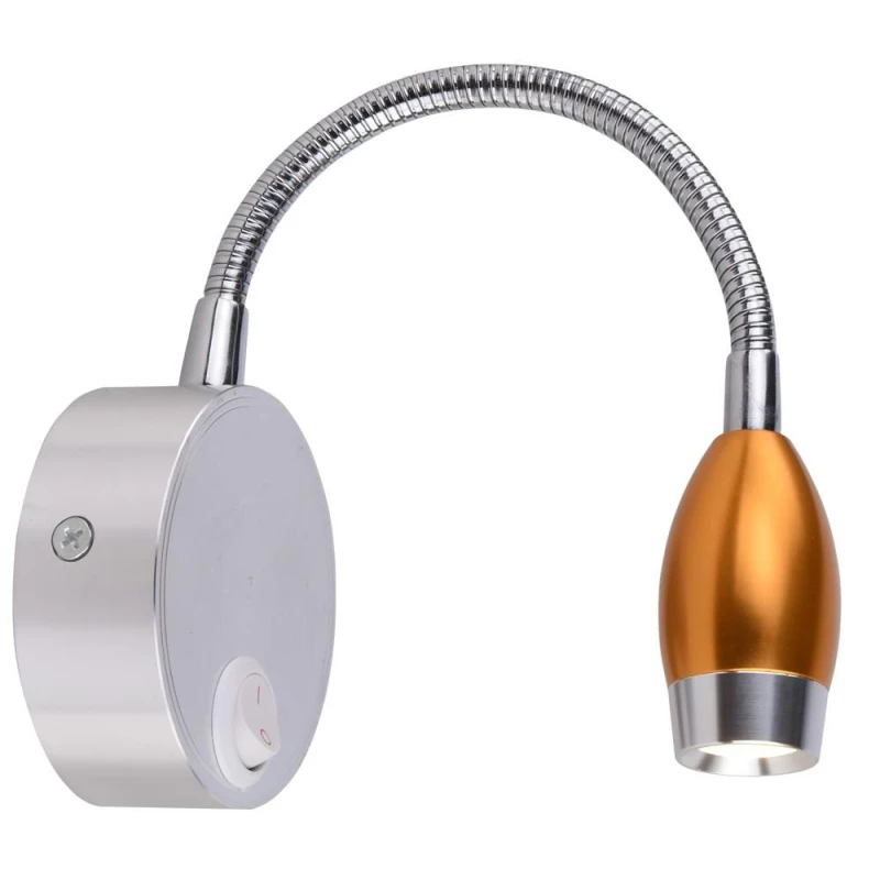 Nástěnná LED lampa k posteli DINO, 3W, 3000K (teplá bílá), zlatá / chromovaná