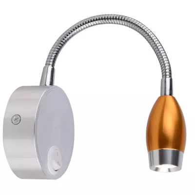 Nástěnná LED lampa k posteli DINO, 3W, 3000K (teplá bílá), zlatá / chromovaná