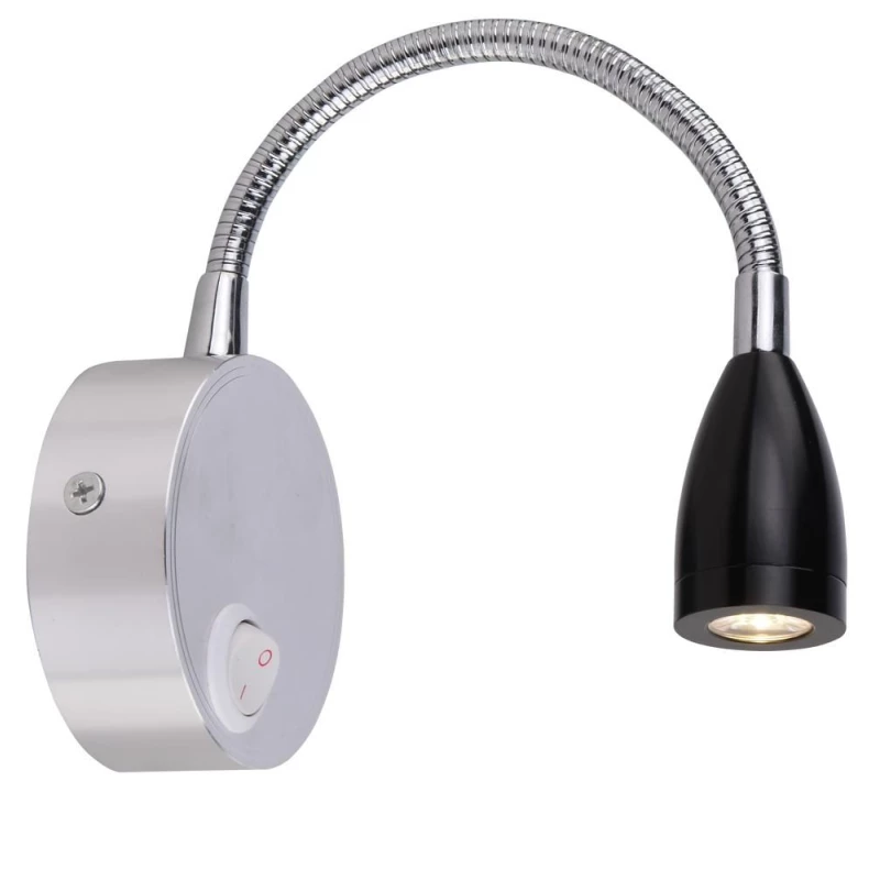 Nástěnná LED lampa k posteli DINO, 3W, 3000K (teplá bílá), černá / chromovaná