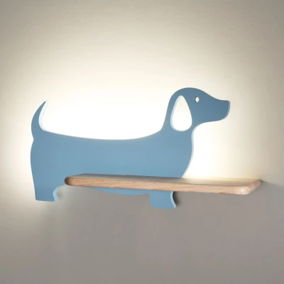 Dětská LED nástěnná lampička do zásuvky DOG - 5W, 4000K (denní bílá), modrá