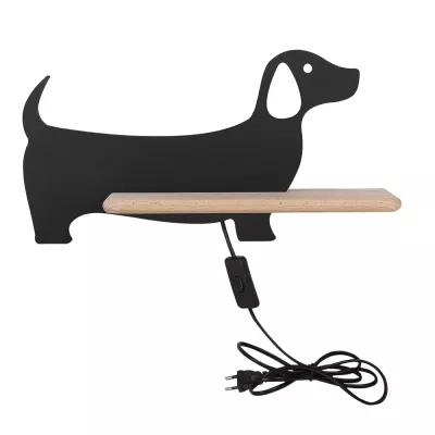 Dětská LED nástěnná lampička do zásuvky DOG - 5W, 4000K (denní bílá), černá