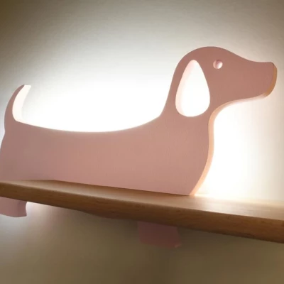 Nástěnná lampička do dětského pokoje DOG - 5W, 4000K (denní bílá), růžová