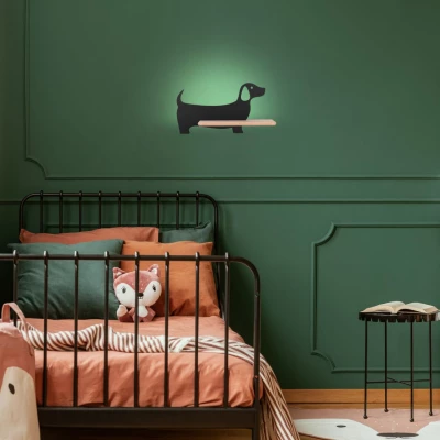 Nástěnná lampička do dětského pokoje DOG - 5W, 4000K (denní bílá), černá