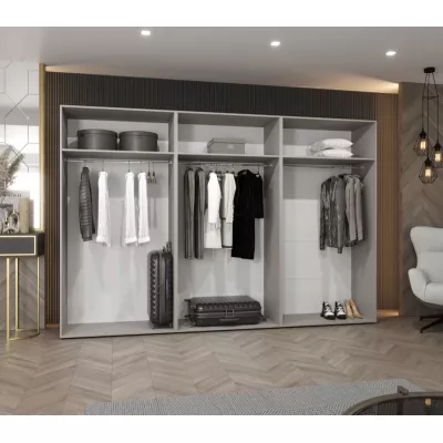 Velká zrcadlová šatní skříň 300 cm SORAYA 2 - kašmír / zlaté úchyty