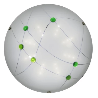 Nástěnné / stropní skleněné LED světlo DUCA - 10W, 6500K (studená bílá), 30cm, kulaté, zelené / bílé