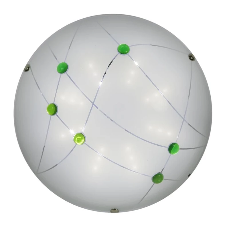 Nástěnné / stropní skleněné LED světlo DUCA - 10W, 6500K (studená bílá), 30cm, kulaté, zelené / bílé