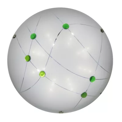 Nástěnné / stropní skleněné LED světlo DUCA - 10W, 6500K (studená bílá), 30cm, kulaté, zelené / bílé