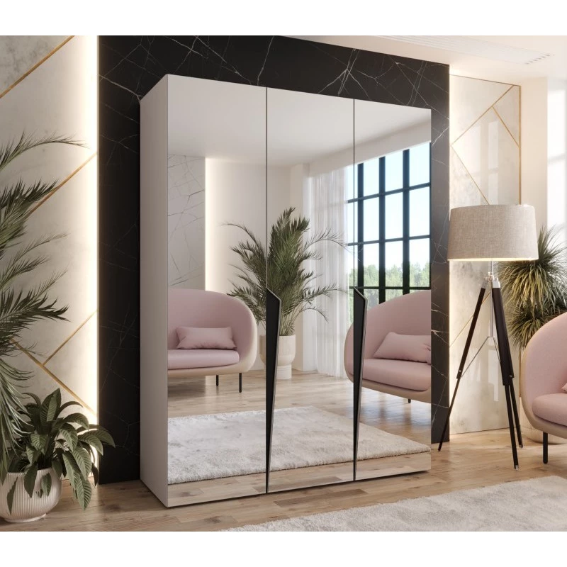 Elegantní zrcadlová skříň 150 cm SORAYA 3 - kašmír / černé úchyty