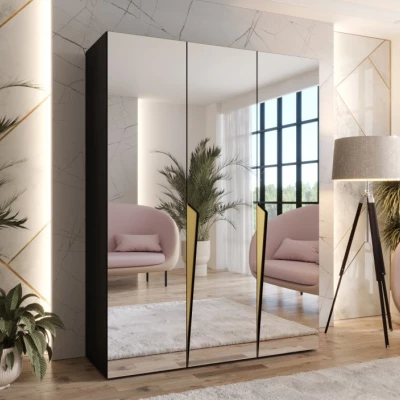 Elegantní zrcadlová skříň 150 cm SORAYA 3 - černá / zlaté úchyty