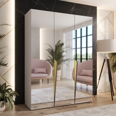 Elegantní zrcadlová skříň 150 cm SORAYA 3 - kašmír / zlaté úchyty