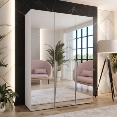 Elegantní zrcadlová skříň 150 cm SORAYA 3 - bílá / kašmírové úchyty
