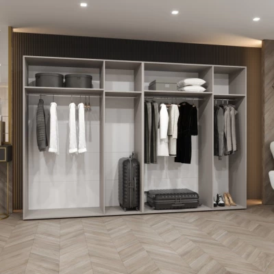 Šatní zrcadlová skříň 300 cm SORAYA 3 - bílá / zlaté úchyty