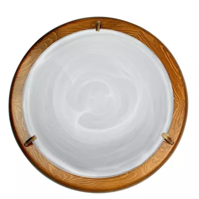 Stropní / nástěnné kulaté svítidlo DUNA - 2xE27, 60W, 38cm, dub / bílé