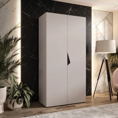 Úzká šatní skříň 100 cm AMARIS 1 - kašmír / černý úchyt