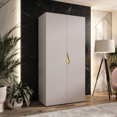 Úzká šatní skříň 100 cm AMARIS 1 - kašmír / zlatý úchyt