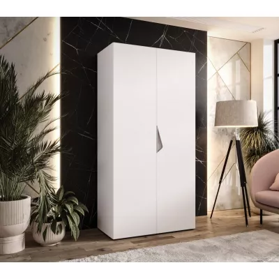 Úzká šatní skříň 100 cm AMARIS 1 - bílá / kašmírový úchyt