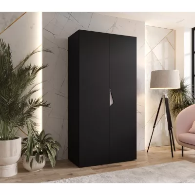 Úzká šatní skříň 100 cm AMARIS 1 - černá / kašmírový úchyt