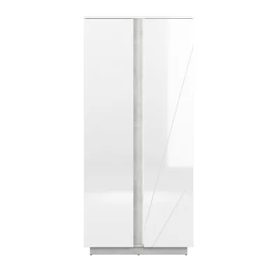 VÝPRODEJ - Šatní skříň FIDES - šířka 92 cm, bílá / stříbrný beton